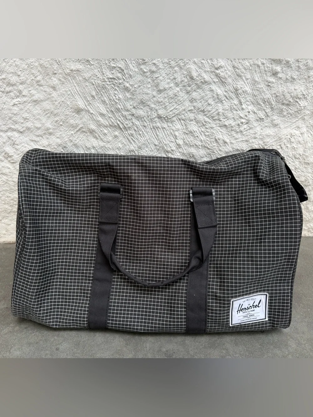 Herschel Supply Company Black Grid Travel Duffel 21” x 12” x 11 1/2”